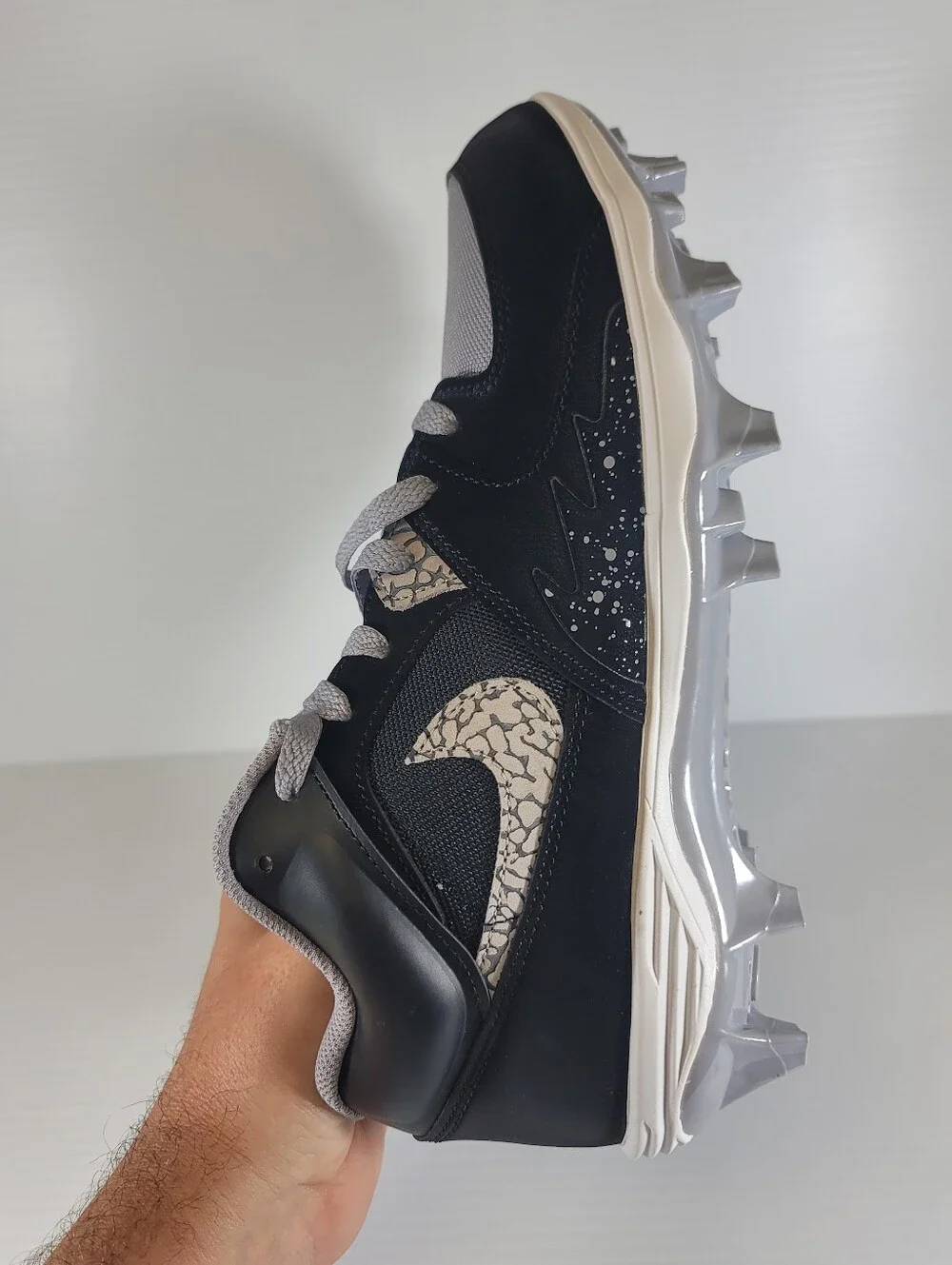Nike Air Jordan Stadium 90 Low TD Black Cement Football Cleats Sz 8 HQ0210-060
